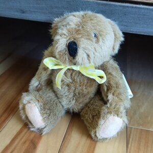 VINTAGE Teddy Bear with Ribbon Plush Stuffed Animal